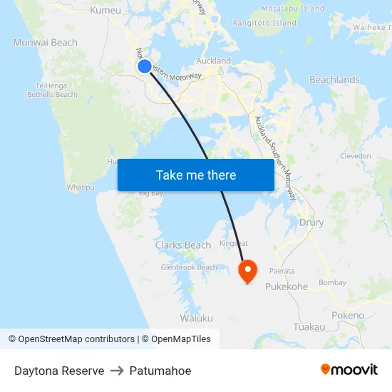 Daytona Reserve to Patumahoe map