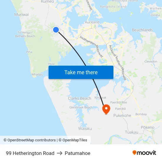 99 Hetherington Road to Patumahoe map