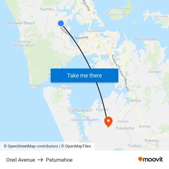 Oreil Avenue to Patumahoe map