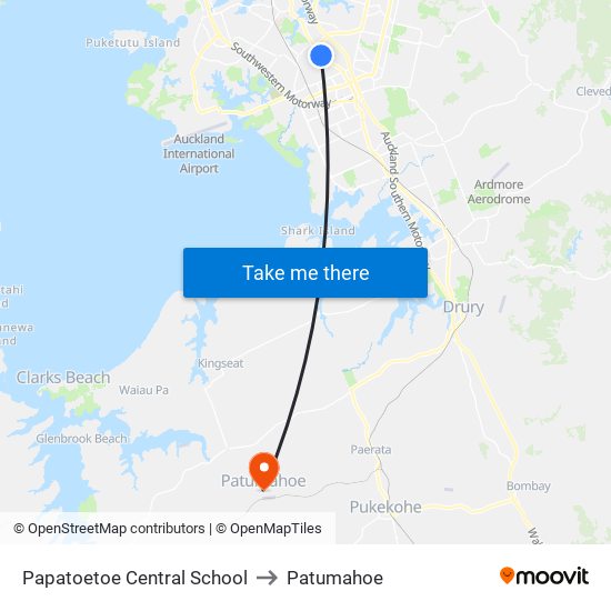 Papatoetoe Central School to Patumahoe map
