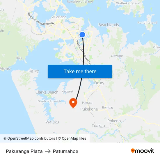 Pakuranga Plaza to Patumahoe map
