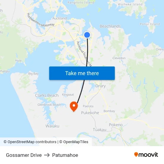 Gossamer Drive to Patumahoe map