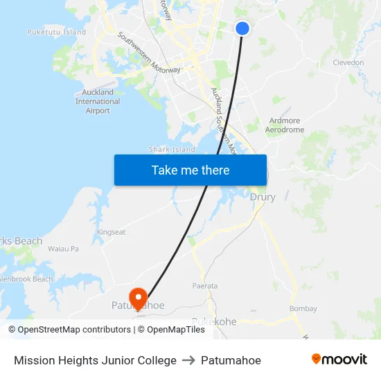 Mission Heights Junior College to Patumahoe map