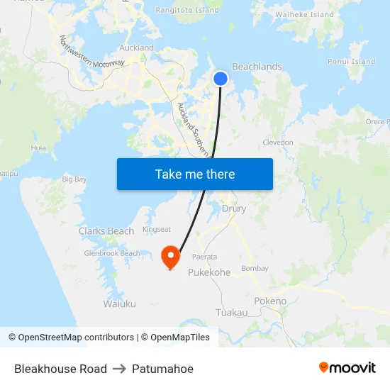 Bleakhouse Road to Patumahoe map