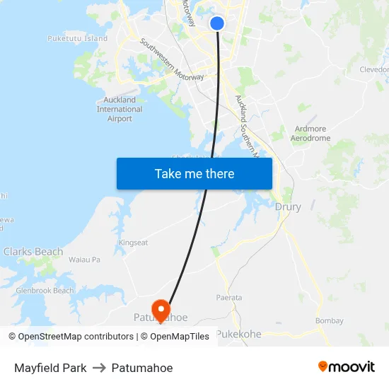 Mayfield Park to Patumahoe map