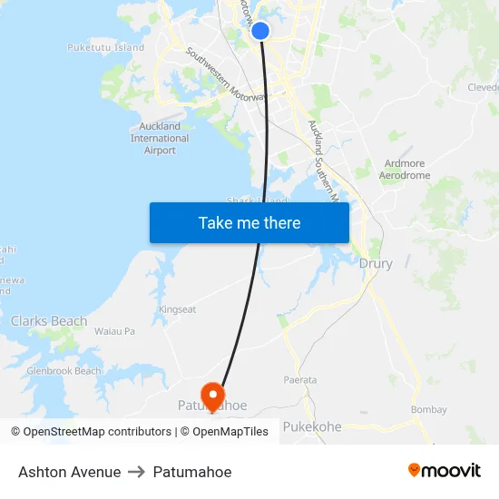 Ashton Avenue to Patumahoe map