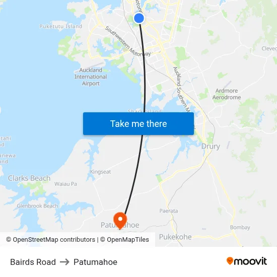 Bairds Road to Patumahoe map