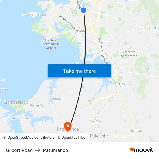 Gilbert Road to Patumahoe map