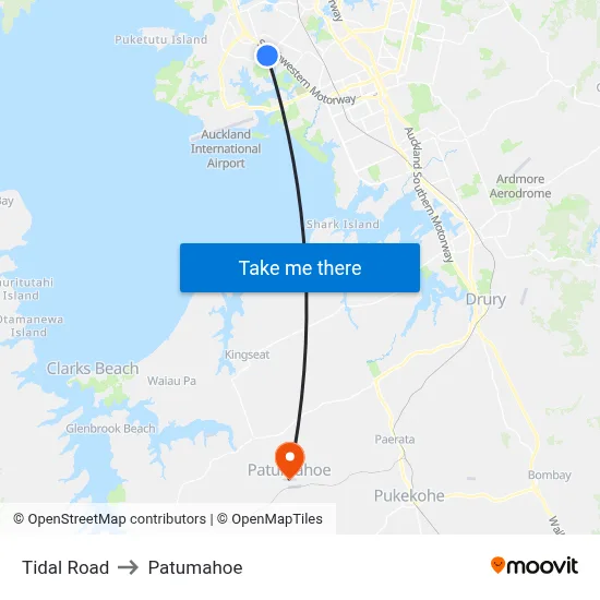 Tidal Road to Patumahoe map