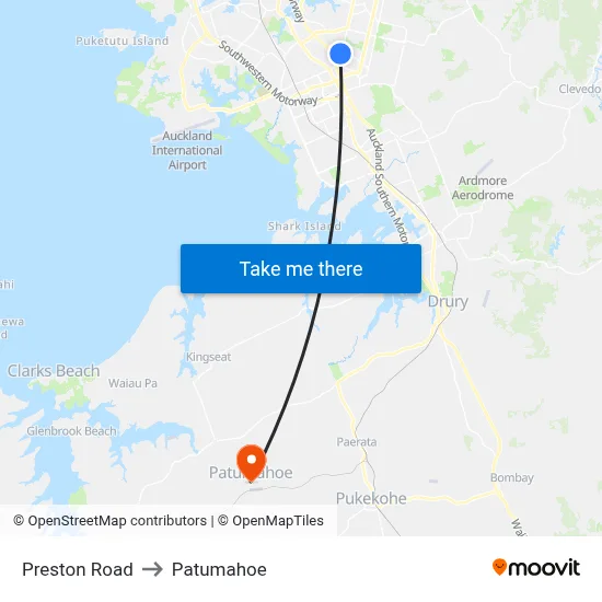 Preston Road to Patumahoe map