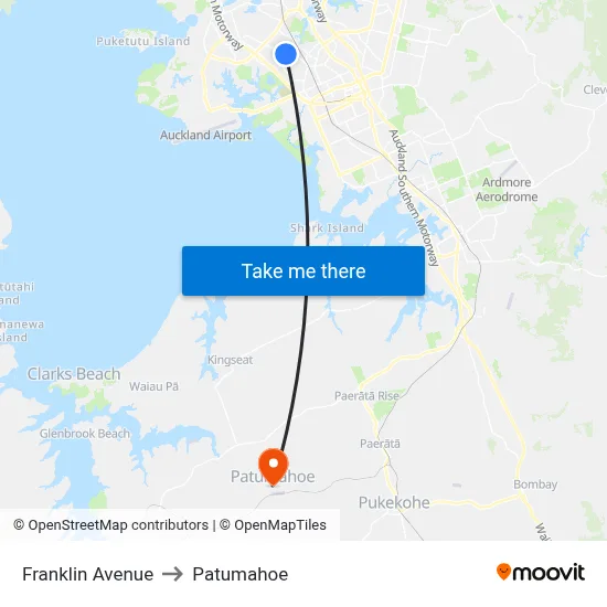 Franklin Avenue to Patumahoe map
