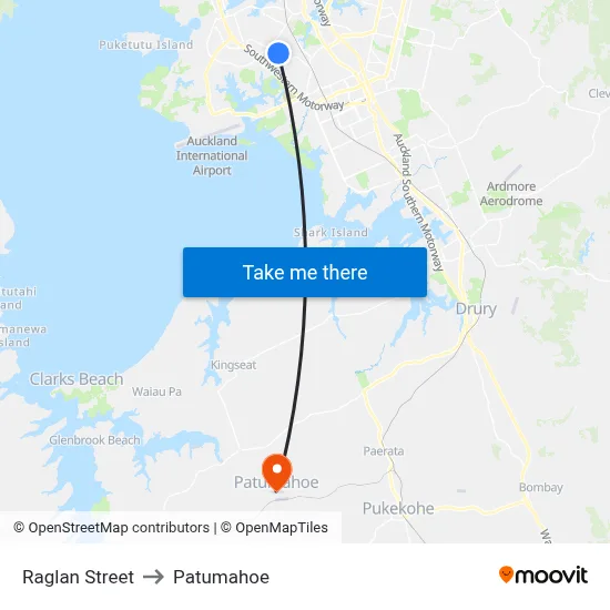 Raglan Street to Patumahoe map