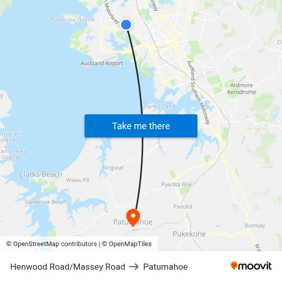 Henwood Road/Massey Road to Patumahoe map