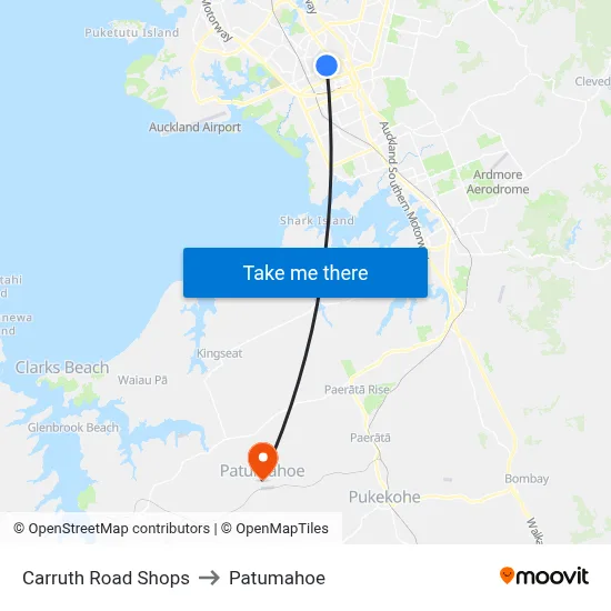 Carruth Road Shops to Patumahoe map