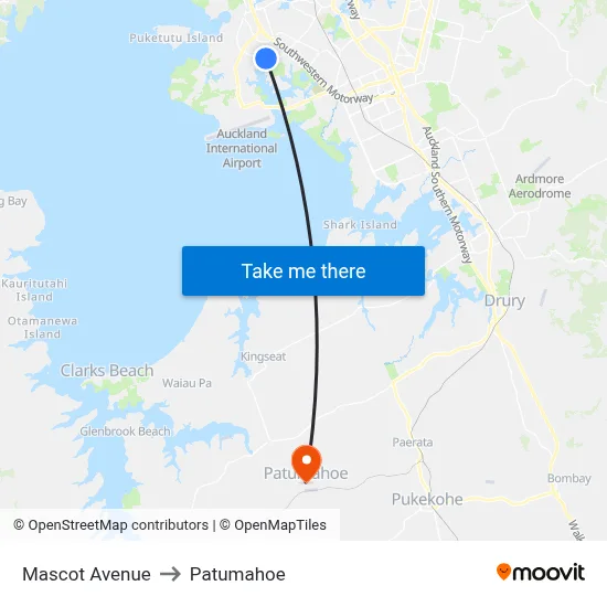 Mascot Avenue to Patumahoe map