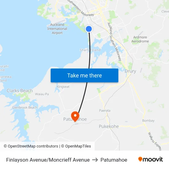 Finlayson Avenue/Moncrieff Avenue to Patumahoe map