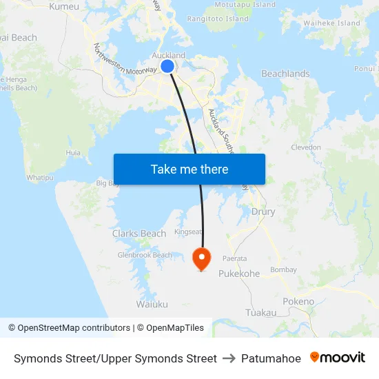 Symonds Street/Upper Symonds Street to Patumahoe map