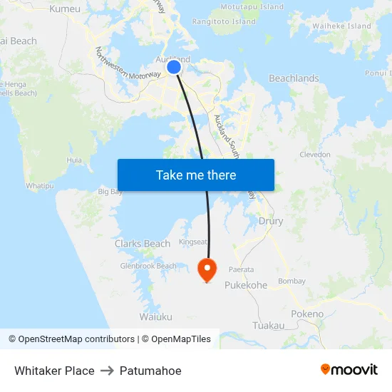 Whitaker Place to Patumahoe map