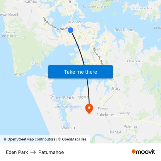 Eden Park to Patumahoe map