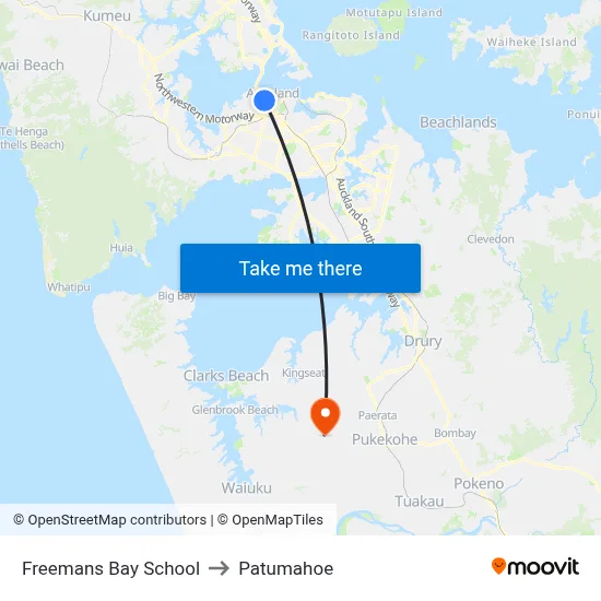 Freemans Bay School to Patumahoe map