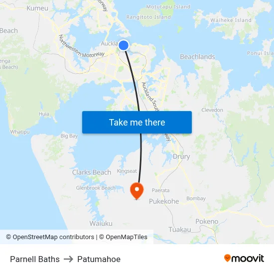 Parnell Baths to Patumahoe map