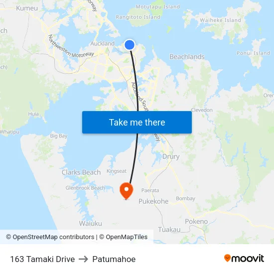 163 Tamaki Drive to Patumahoe map