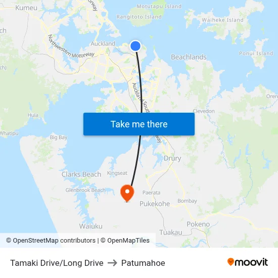 Tamaki Drive/Long Drive to Patumahoe map