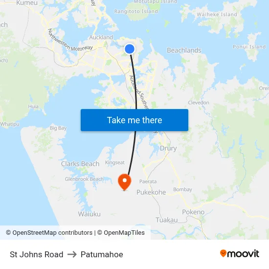 St Johns Road to Patumahoe map