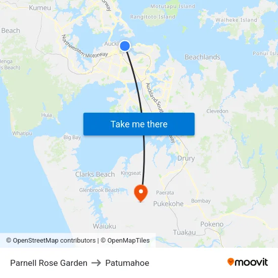 Parnell Rose Garden to Patumahoe map