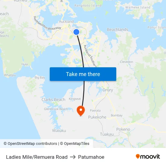 Ladies Mile/Remuera Road to Patumahoe map