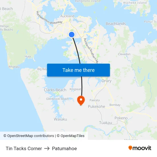 Tin Tacks Corner to Patumahoe map