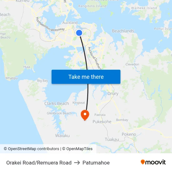 Orakei Road/Remuera Road to Patumahoe map