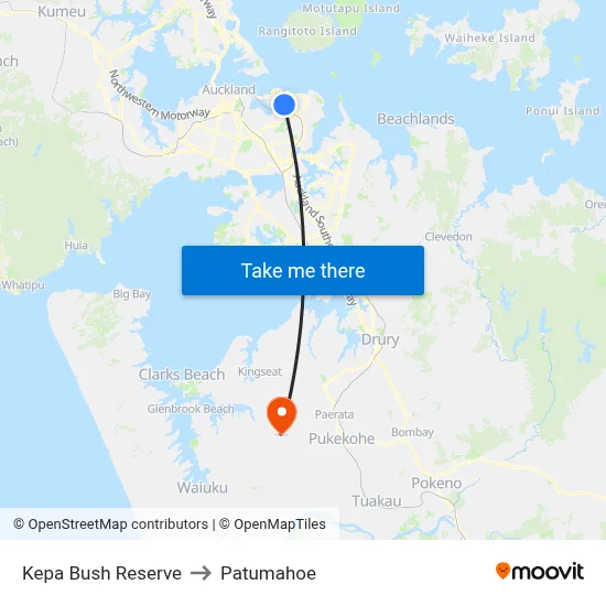 Kepa Bush Reserve to Patumahoe map