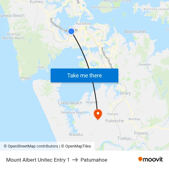 Mount Albert Unitec Entry 1 to Patumahoe map