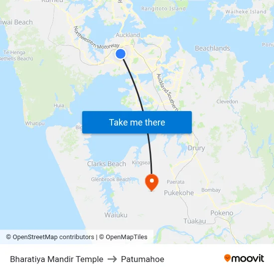 Bharatiya Mandir Temple to Patumahoe map
