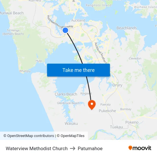 Waterview Methodist Church to Patumahoe map