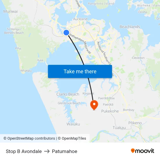 Stop B Avondale to Patumahoe map