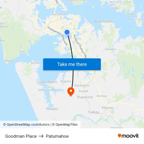 Goodman Place to Patumahoe map
