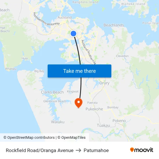 Rockfield Road/Oranga Avenue to Patumahoe map
