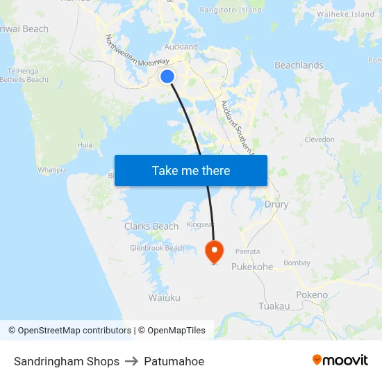 Sandringham Shops to Patumahoe map