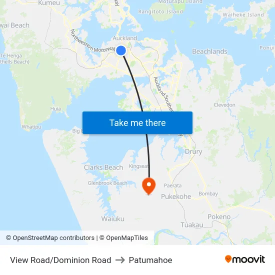 View Road/Dominion Road to Patumahoe map