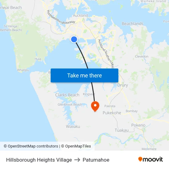 Hillsborough Heights Village to Patumahoe map