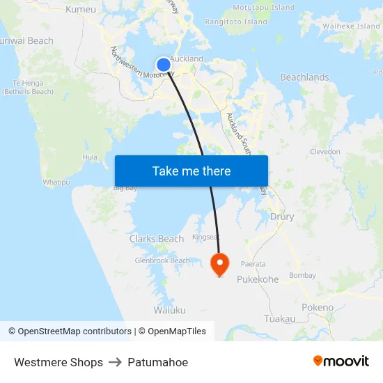 Westmere Shops to Patumahoe map
