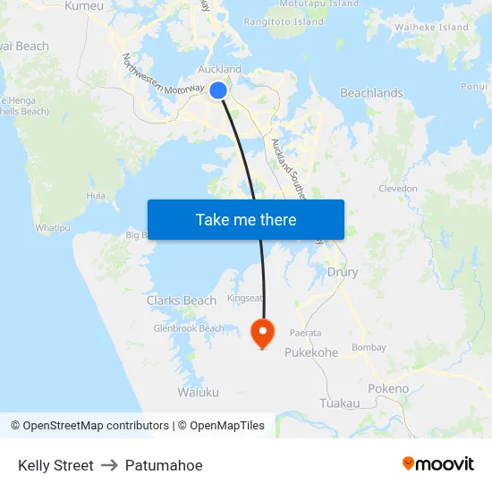 Kelly Street to Patumahoe map