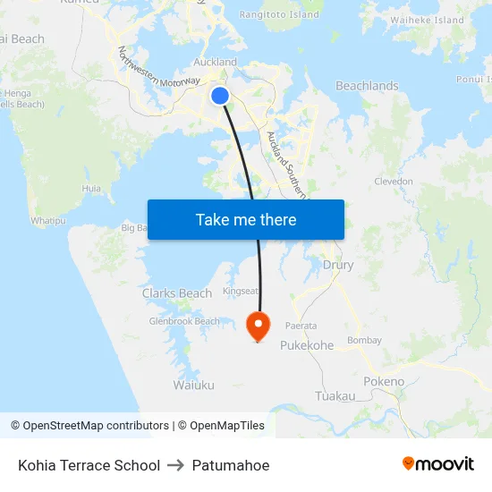 Kohia Terrace School to Patumahoe map