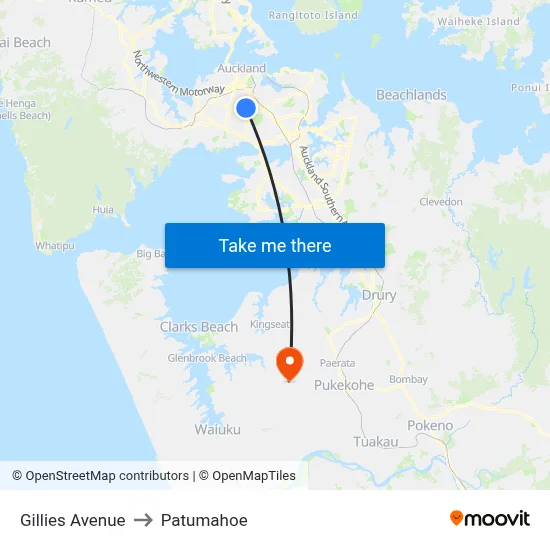 Gillies Avenue to Patumahoe map