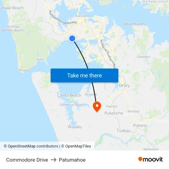 Commodore Drive to Patumahoe map