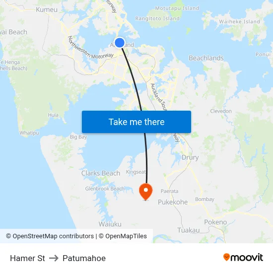 Hamer St to Patumahoe map