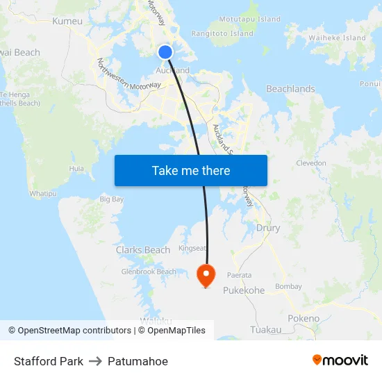 Stafford Park to Patumahoe map