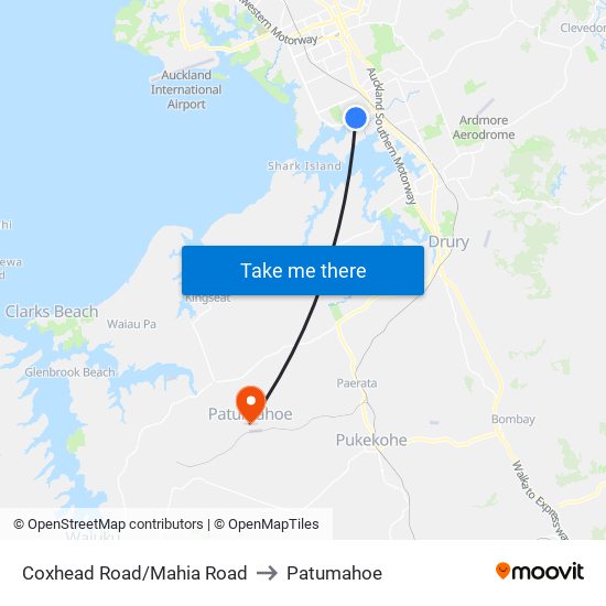 Coxhead Road/Mahia Road to Patumahoe map